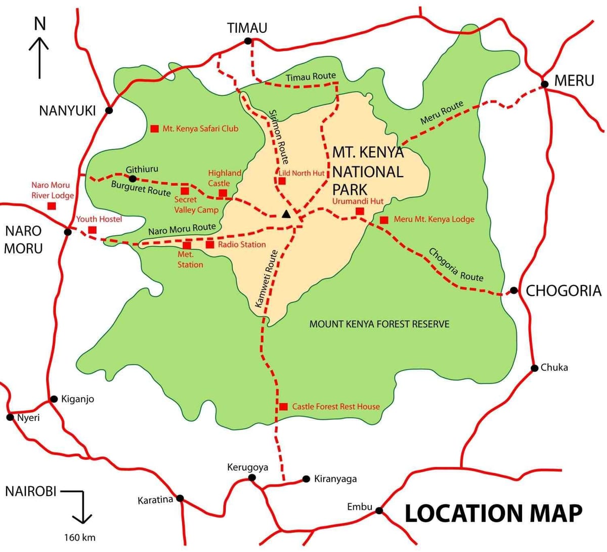মানচিত্র মাউন্ট কেনিয়া