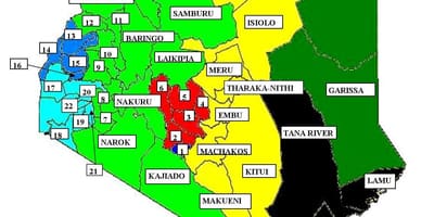 মানচিত্র 47 জেলা কেনিয়া 