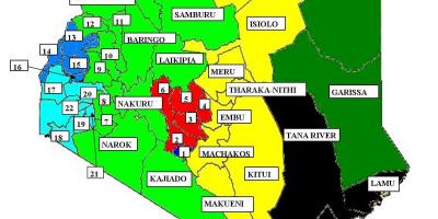 মানচিত্র 47 জেলা কেনিয়া 
