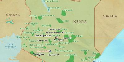 মানচিত্র কেনিয়া জাতীয় উদ্যান ও মজুদ